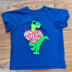 Cute Kids Neutral Gender Blue Dinosaur Graphic T-Shirt